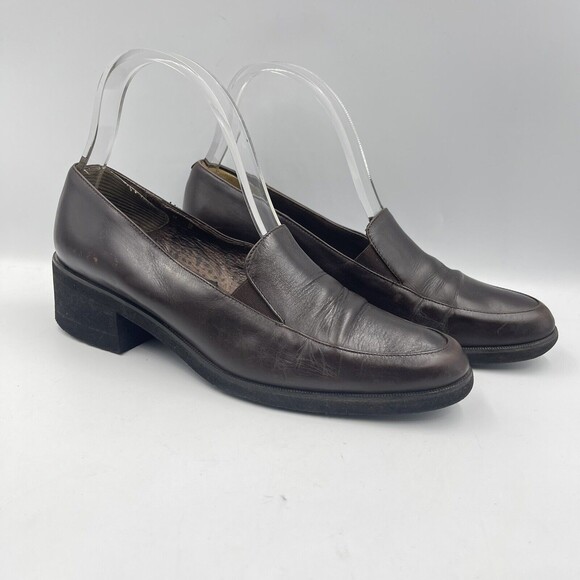 Amalfi Italy Womens Leather Shoes Brown Size 8 B Career Loafers - Picture 14 of 16